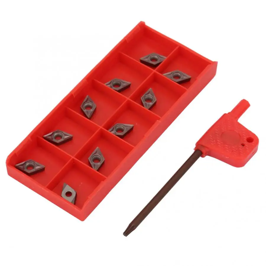 

10Pcs DCMT0702 EM YBC205 CNC Carbide Inserts Blades Cutter Turning Tool with Wrench turning knife Set