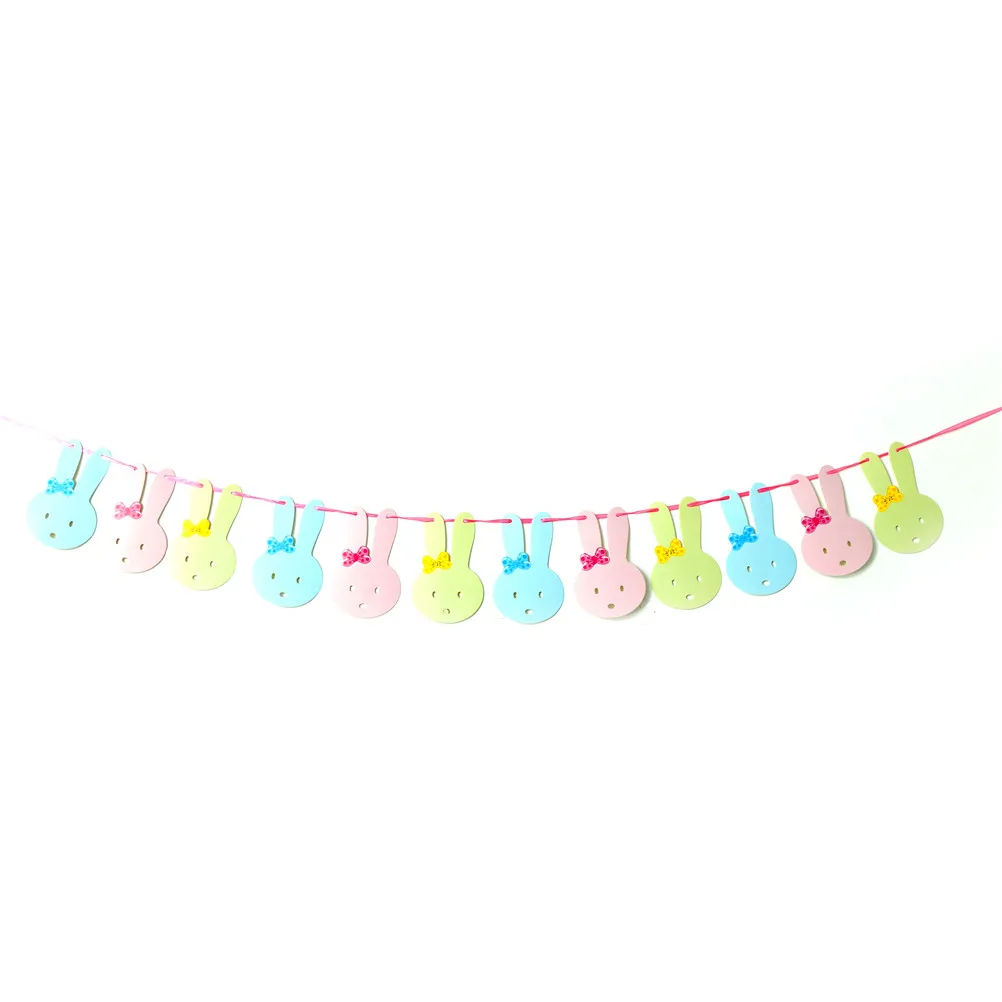 Cute Bear Rabbit Pennant Flags Kids First Happy Birthday Party Decoration 3.2M Baby Shower Boy Garlands PhotoBooth Candy Bar new