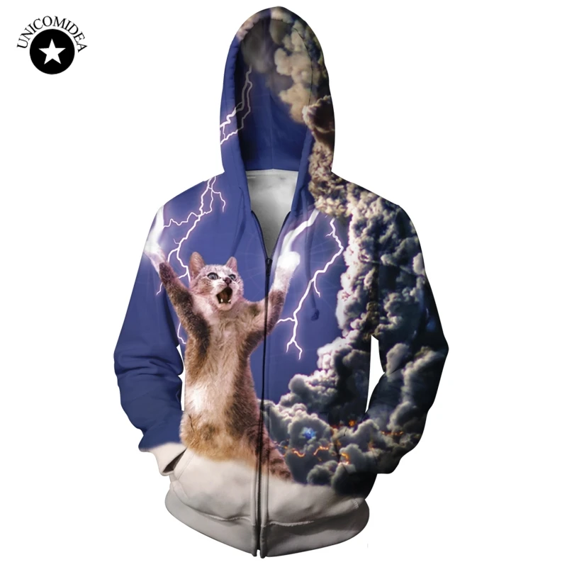 Buy 3D Cat Hoodies Harajuku Hooded Coat Men Zipper