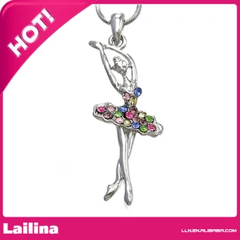 

Multicolor Colorful Ballerina Dancer Ballet Dance Pendant Necklace Charm