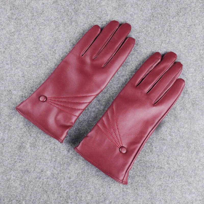 PU Leather Cycling Gloves Touch Screen Thermal Fleece Bike Gloves Sport Road Breathable Bicycle