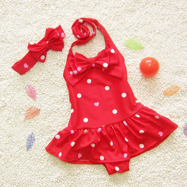 Special Offers Maxmessy Girls One Piece Bikini Swimwear with Hairband Children's Swimsuit Bathing Suits Kids Swimming wear Toddler Little Dress