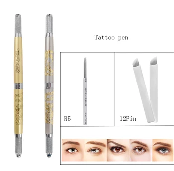 

Makeup Manual Pen Kits Dual-head Eyebrow Lip Permanent Makeup Microblading 3D Embroidery Phoenix 20Pcs Makeup Tattoo Needles Set