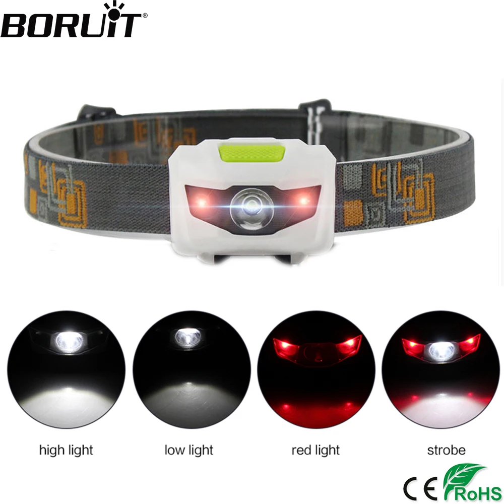 Best BORUiT Powerful LED Headlamp 4 Modes Forehead Flashlight Use AAA Battery Headlight Waterproof Hunting Fishing Cycling Head Torch