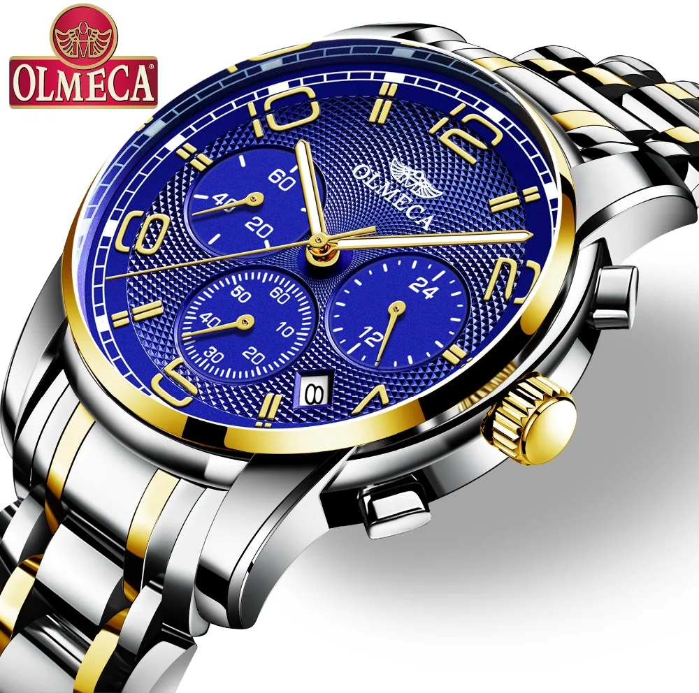 

Men's Watch OLMECA Brand Quartz Military Watches Relogio Masculino Water Resistant Wrist Watch Chronograph Watches for Men