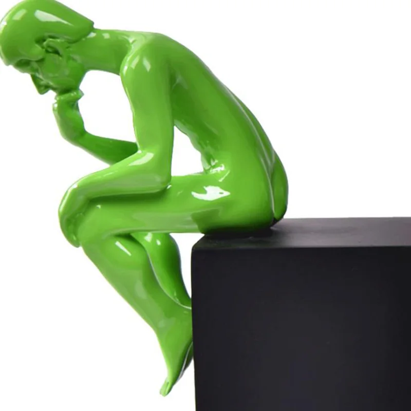1 пара Творческий дизайн рисунка Thinker смолы книгодержатель полка держатель
