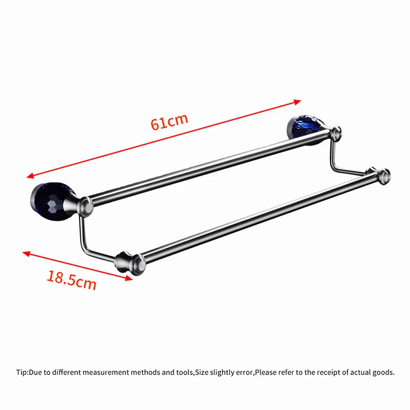 Weyuu двойной Штанги для полотенец на стене роскошный синий кристалл Полотенца стойки Нержавеющая сталь Ванная комната полки матовый Никель