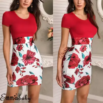 

Hot Women's Summer Boho Floral Short Sleeve Mini Dress Party Beach Sundress girls dress vestido infantil