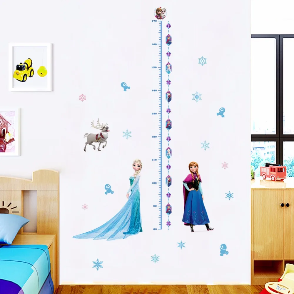 Elsa Princess Height Measure Wall Stickers For Kids Cartoon Frozen Measure Height Tags In Children Room Elsa Princess Height Measure Wall Stickers For Kids Cartoon Frozen Measure Height Tags In Children Room