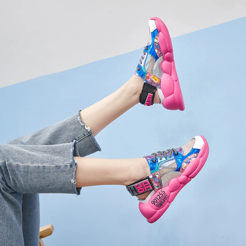 

Dumoo Girl Casual Sandals Shoes Woman Summer Sneakers Shoes Chaussures Femme Platform Wedges Mesh Sandals zapatos de mujer 2019