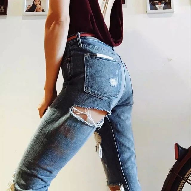 Buy Women Petite Extreme Ripped Jeans