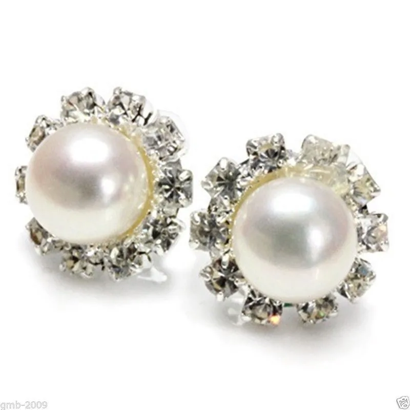 Lady's noble 8-8.5mm Natural white/Pink Akoya Freshwater Pearl Sterling Stud Earrings earring big 925 earrings | Украшения и