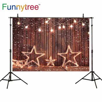 

Funnytree backgrounds for photography studio vintage wood glitter stars new year snow backdrop photocall photobooth prop