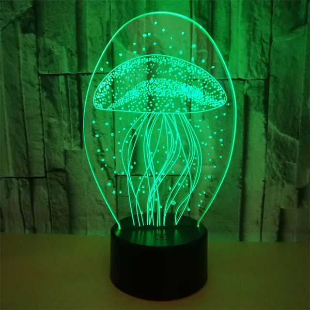 Новинка подарочная форма Медузы 3D лампа ночник для детской иллюзии атмосферный сон настольная лампа Сенсорное освещение, меняющее цвет