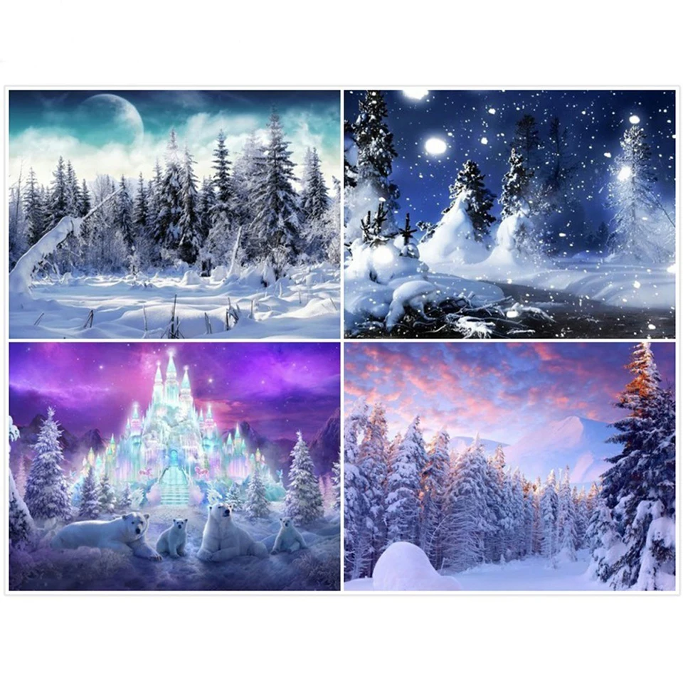 

Diy 5D Diamond Home Decor Polar Bear Forest Painting Snow Scenery Embroidery Picture Cross Stitch Full Square Drill Wall Sticker