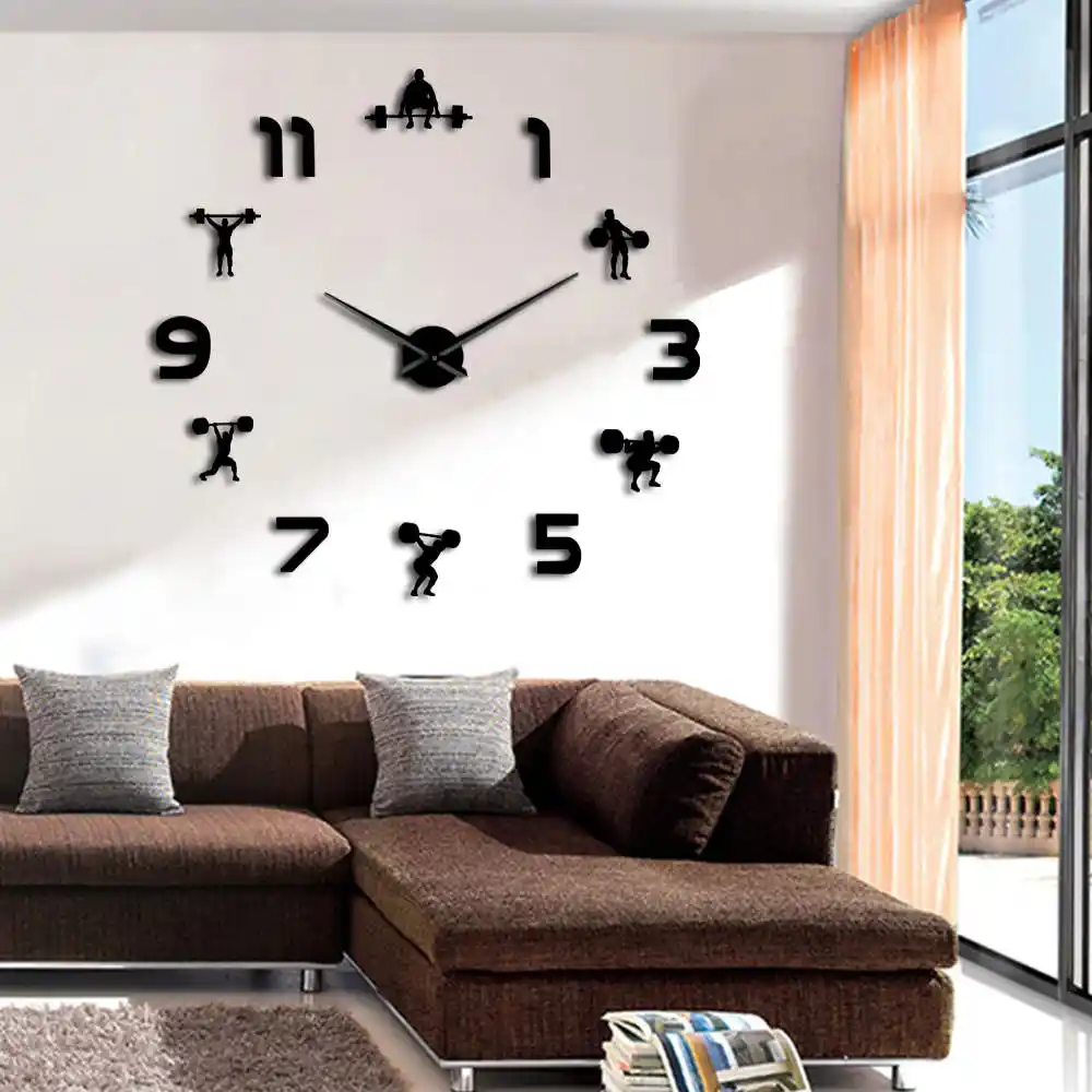 Weightlifting Fitness Diy Reloj Gigante Pegatina De Pared Para