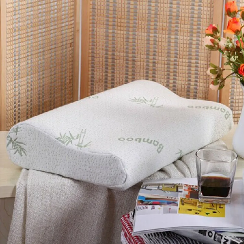 Высококачественная подушка из бамбукового волокна, медленный отскок пены памяти, подушка для здоровья, подушка для пены памяти - Цвет: White