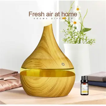 

LED Night Light 300ml Wooden Ultrasonic Air Humidifier USB Electric Aroma Essential Oil Air Diffuser For Car