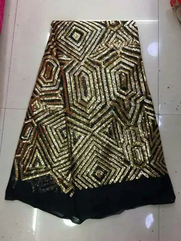 

Free Shipping!High Quality French Silk Material Beautiful African Lace Fabric With Sequins for wedding dresses df959d-3