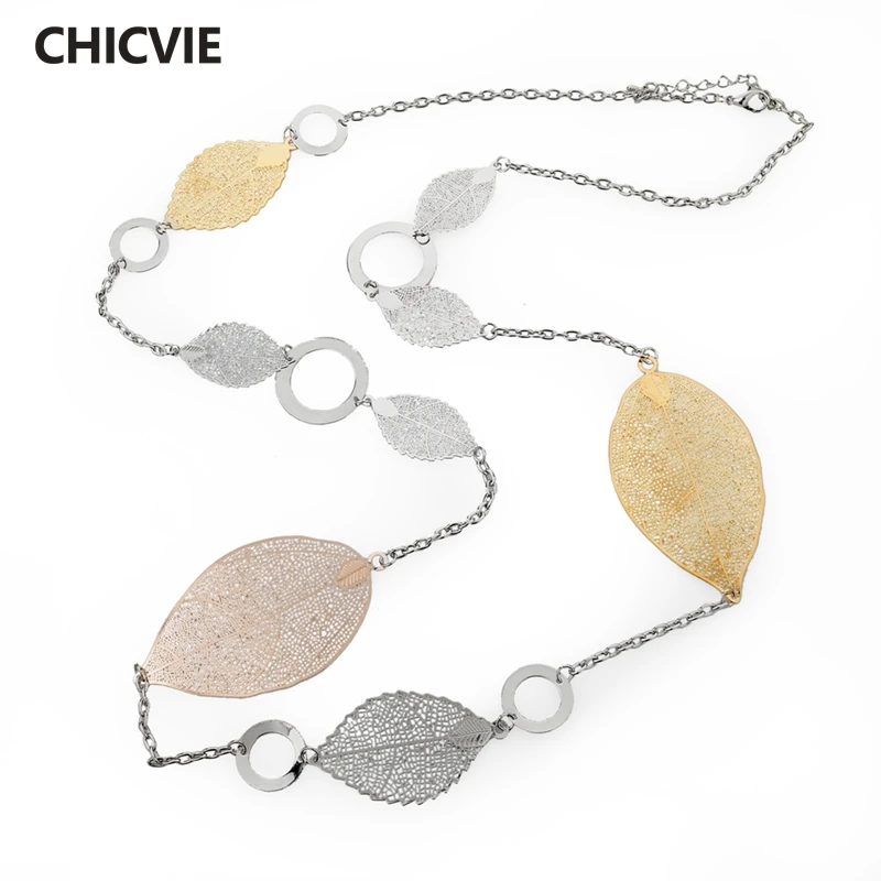 CHICVIE винтажные длинные массивные ожерелья золотого цвета женская бижутерия