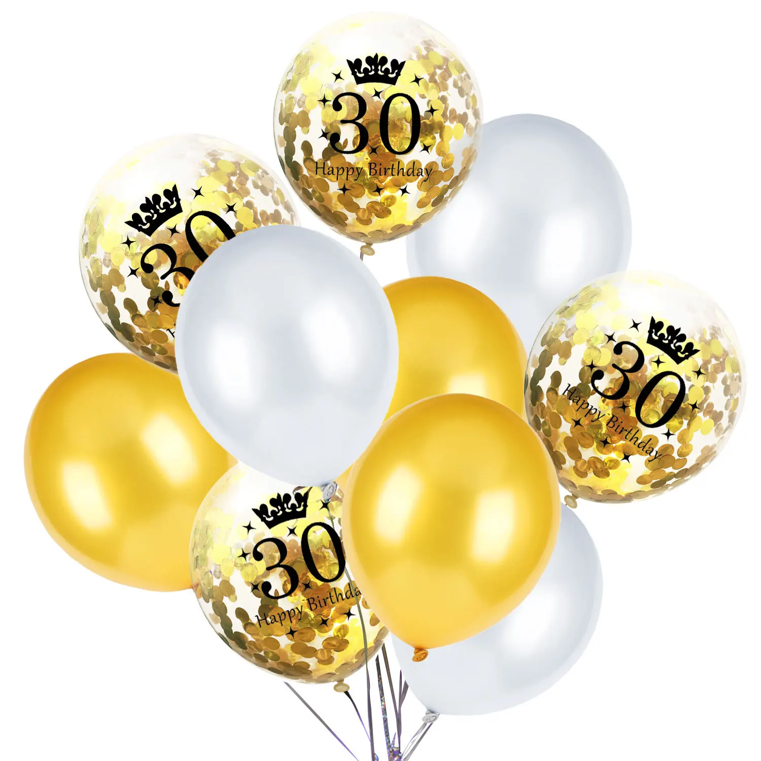 10 шт микс конфетти-короны латексные шары 18th 21st 30 40 50 60 неоновые стикеры День рождения свадебное украшение на годовщину