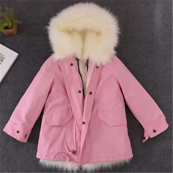 

Girls Winter Coat Faux Fox Fur Liner Jackets Toddlers Children's Outerwear Baby Girl Thicken Warm Coat Parkas For Boys Coat Y43