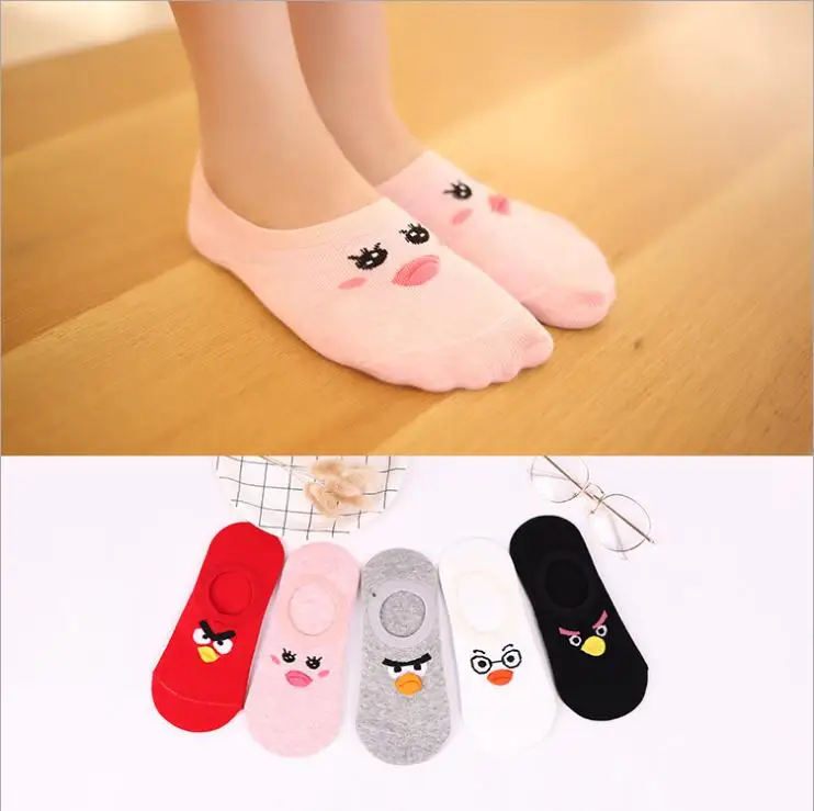 5 пар/лот, модные корейские летние женские носки с мультяшными животными, носки-башмачки с кроликом, кошкой, лисой, хлопковые милые невидимые носки до лодыжки - Цвет: smt-93-13
