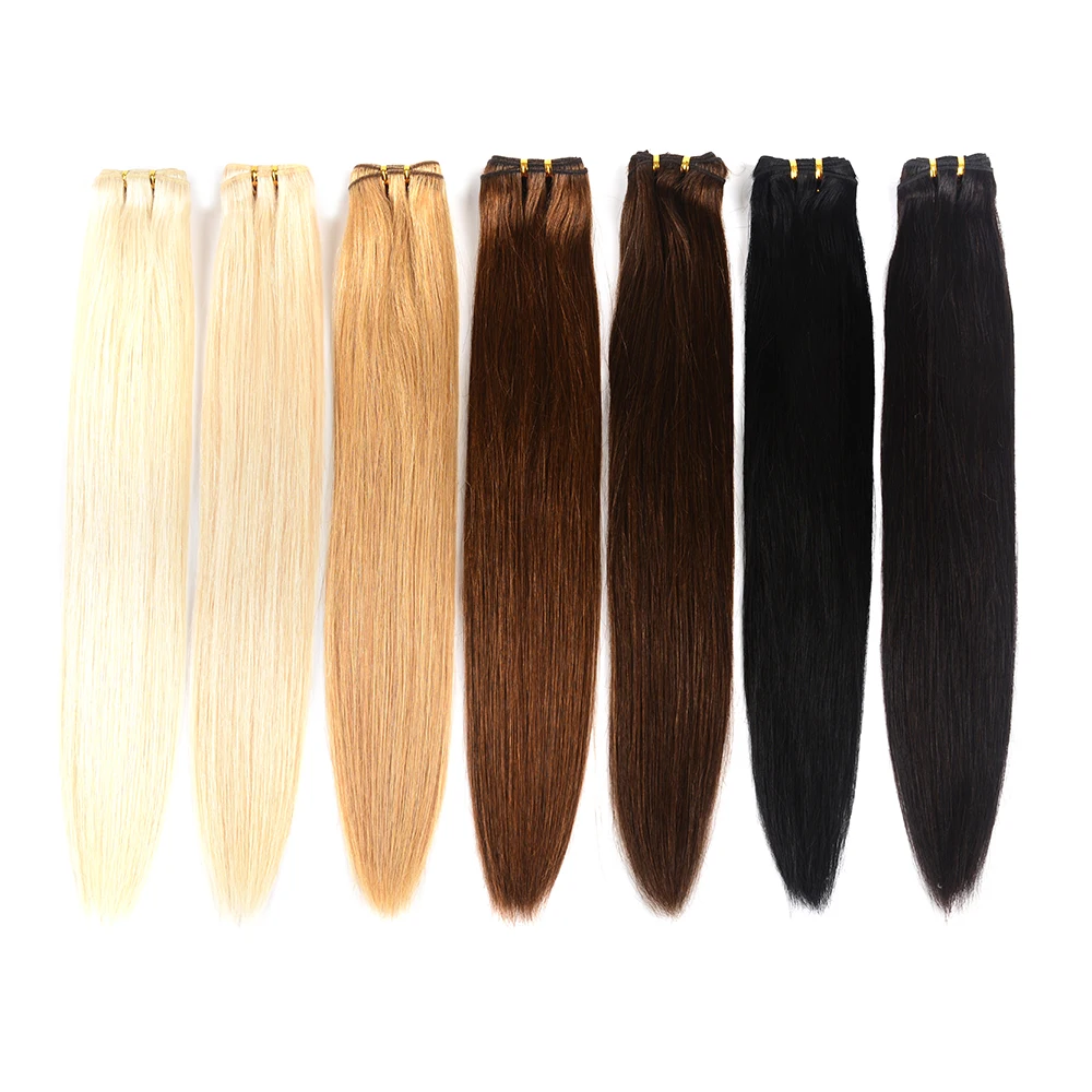 Doreen Machine Made Remy Human Hair Weave Bundles 1/2/3 pcs #1B #2 #4 #8 #27 #60 #613 Blonde Hair Bundles 20 22 24 26 photo