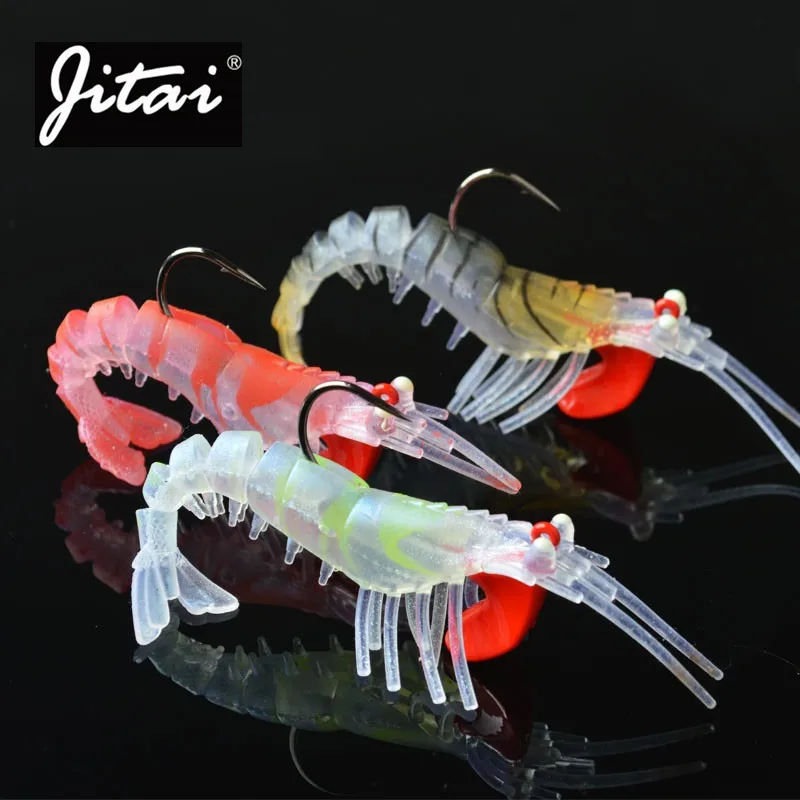 

JITAI 3pcs/lot Soft Shrimp Fishing Lures Artificial Shrimp Baits 7g 10g 13g 19g Bionic Lrues Lifelike Prawn Shrimp Lead Hook