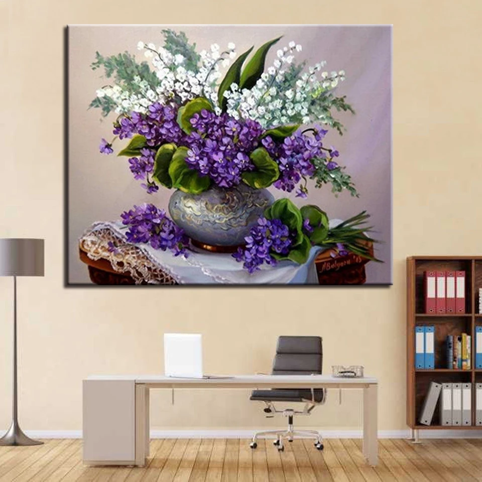 

Digital DIY Oil Painting Framework By Numbers Wall Photo Flowers Art Decoration On Canvas Oil Paint Coloring Unique Picture
