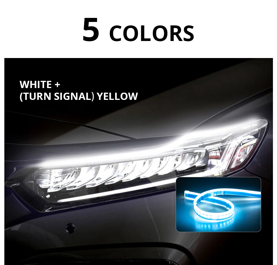 Car Atmosphere Light Strip LED Colorful Decorative Lights DC 12V24V 30CM 45CM Flexible External Turning Ambient Light for Car (10)