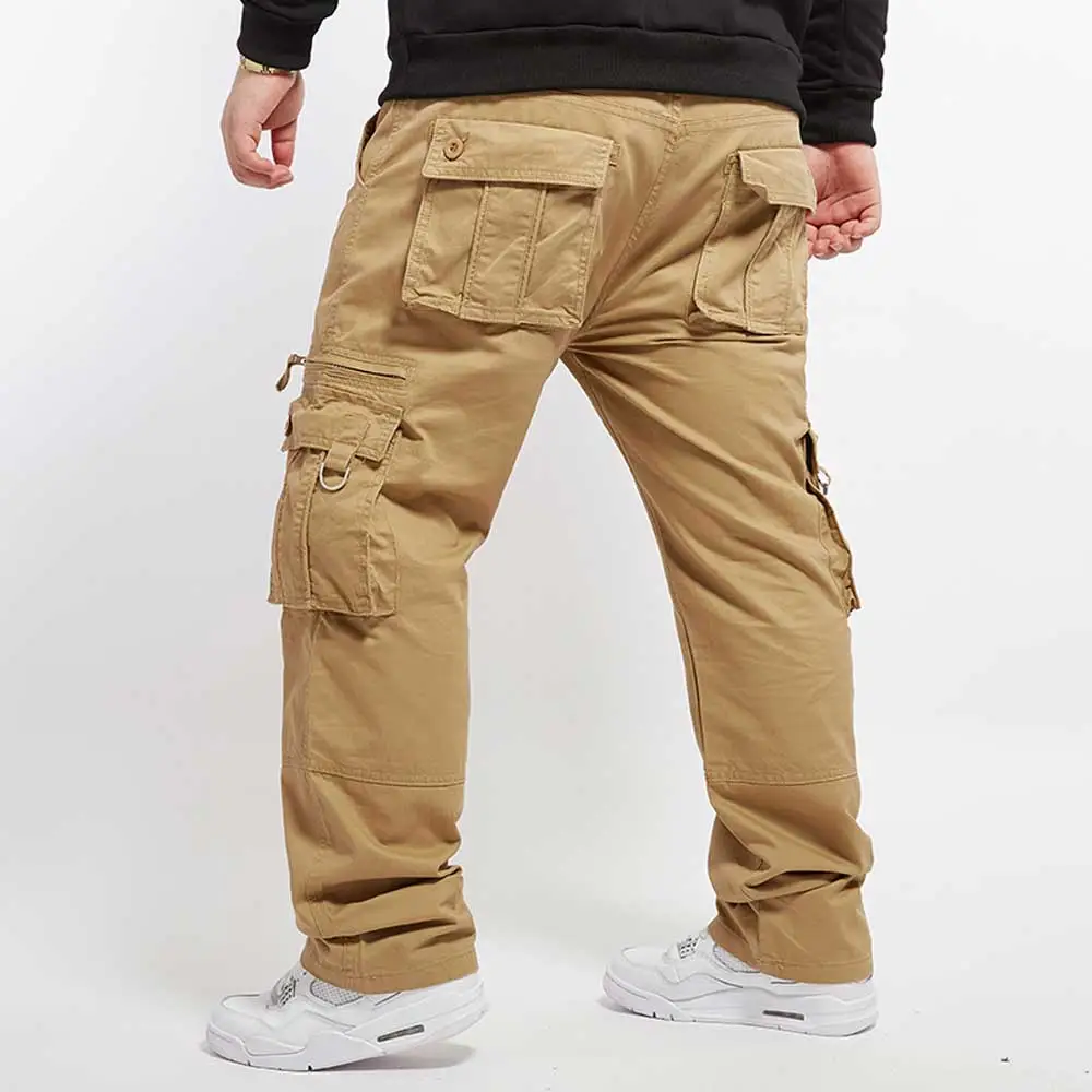 Men's Plus Size Cargo Pants Khaki Multi Pockets Baggy Loose Fit Men ...