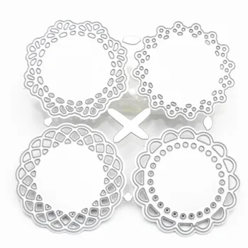 

4Pcs Lace Edge Circle Frame Metal Cutting Die Stencils for DIY Scrapbooking Album Decorative Embossing Hand-on Paper Cards