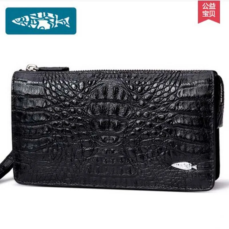 

yuanyu 2018 new hot free shipping real Thai crocodile men clutches high-grade business men day clutche imported men long wallet