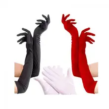 Классические перчатки для взрослых, черные, белые, красные, серые, кожаные, для оперы/локтя/запястья, тянущиеся, сатиновые, для пальцев, длинные перчатки, женские перчатки, подходящие к костюму