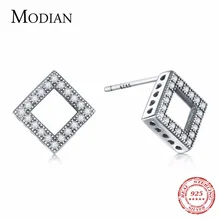 MODIAN Новое прибытие Forever Clear CZ 925 пробы серебряные винтажные квадратные серьги-гвоздики с CZ ювелирное изделие подарок Oorbellen Bijoux