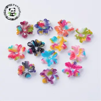 

Spray Painted Resin Beads, Flower, Mixed Color, 11x12x3mm, Hole: 1.5mm