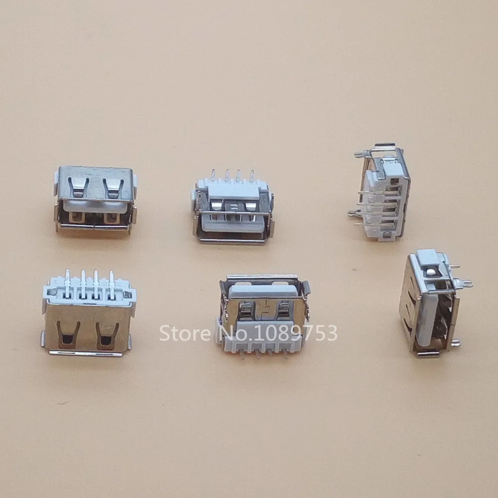 

50Pcs USB 2.0 Female Type Jack Sockect AF 4 Pin PCB Connector 90 Degree DIY Replacement 10.00