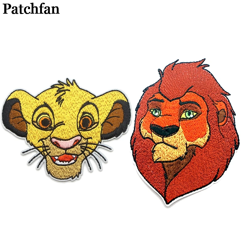 

Patchfan Lion King Embroidered cartoon patches iron on Sewing badges jersey Applique accessories DIY Patchworks stickers 2105