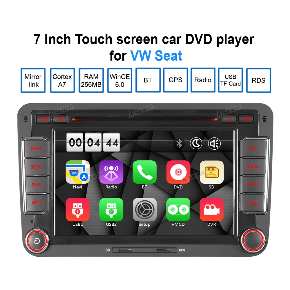 Автомобильный мультимедийный плеер A Sure автомагнитола 2 Din для Volkswagen VW Golf Polo Passat b6