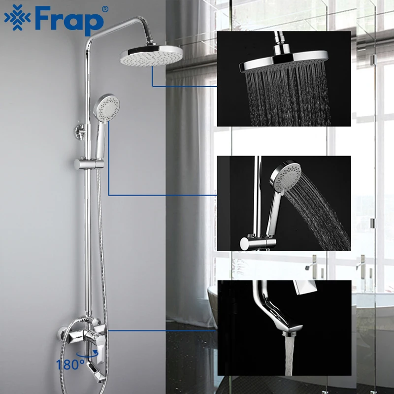 FRAP Sanitary Ware Suite bathroom shower faucet bath shower mixer sets taps rainfall shower head set waterfall bathtub faucet FRAP Sanitary Ware Suite bathroom shower faucet bath shower mixer sets taps rainfall shower head set waterfall bathtub faucet