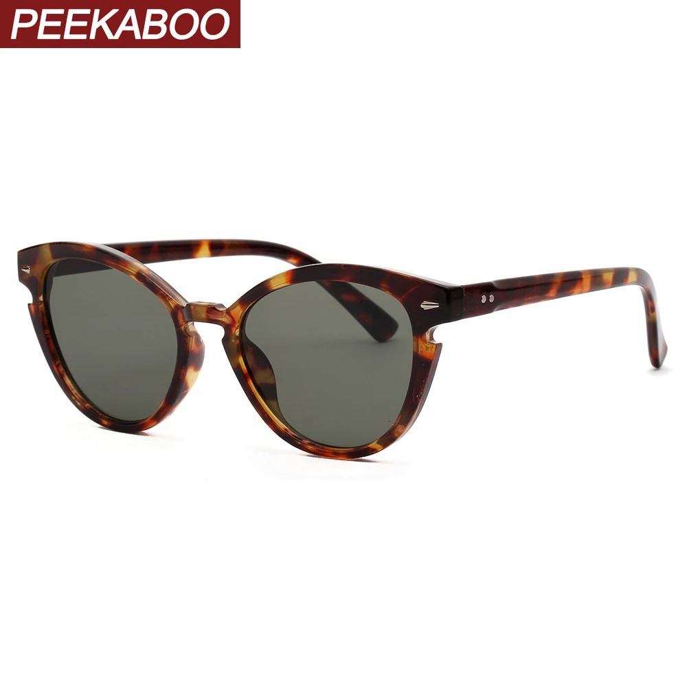 Peekaboo оправы солнцезащитных очков для женщин Металл женские солнцезащитные очки кошачий глаз полигон uv400 высокого качества коричневый розовый
