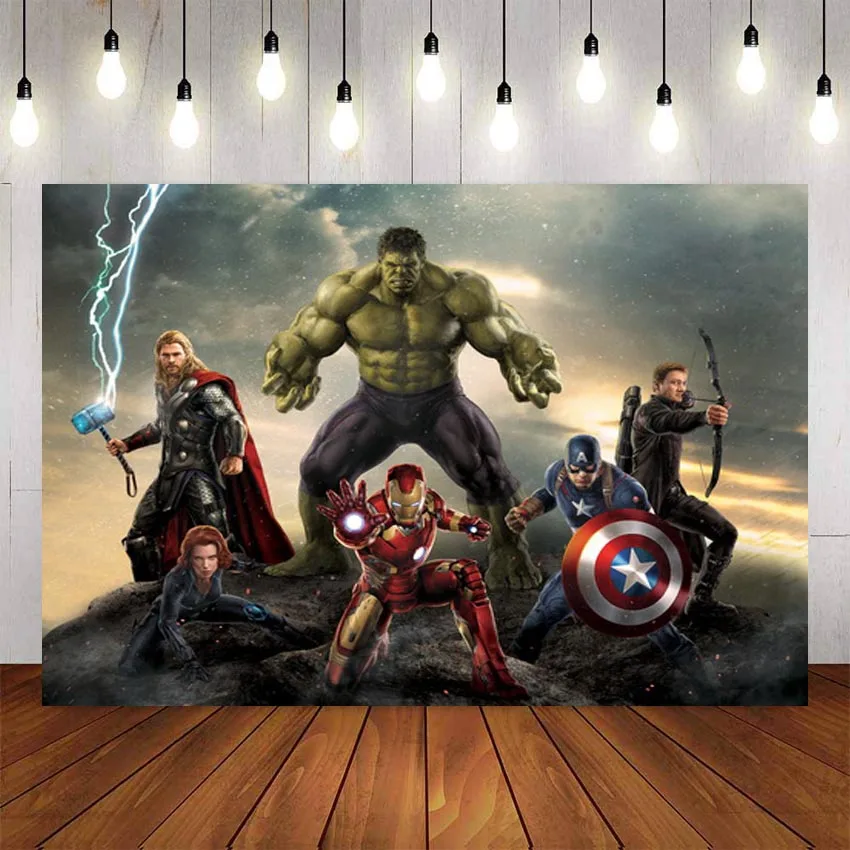 Comics Superhero Avengers Iron Man Photography Backdrop children show Birthday Photo customized Banner Prop Studio Backdrop