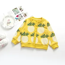 Ins/вязаный детский свитер; Детский кардиган; пальто для мальчиков и девочек; детская верхняя одежда из хлопка с рисунком ананаса; одежда для малышей; От 1 до 5 лет