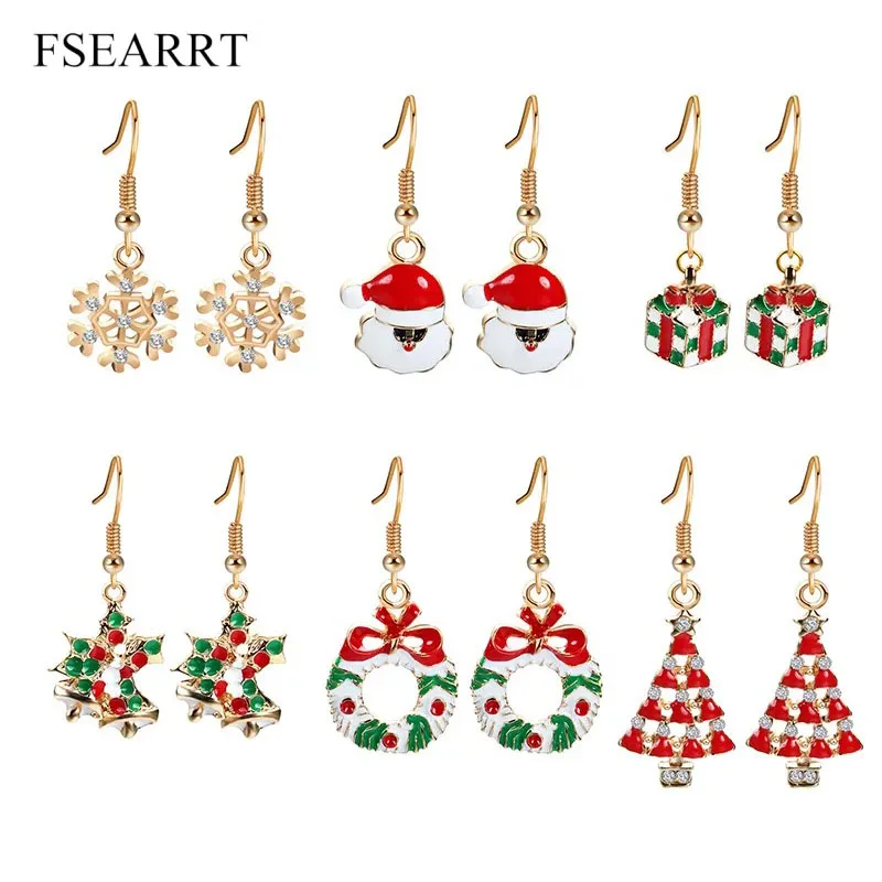 New Santa Claus Snowflake Earring Christmas Gift Earring Set X82in