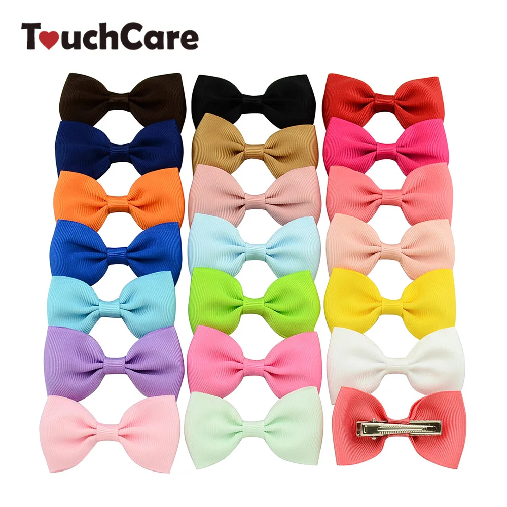 

20Pcs/lot Multicolor Hair Clips For Baby Girls Children's Bowknot Hair Accessories Pure Color Bow Hairpin Adorable Hair Elastic