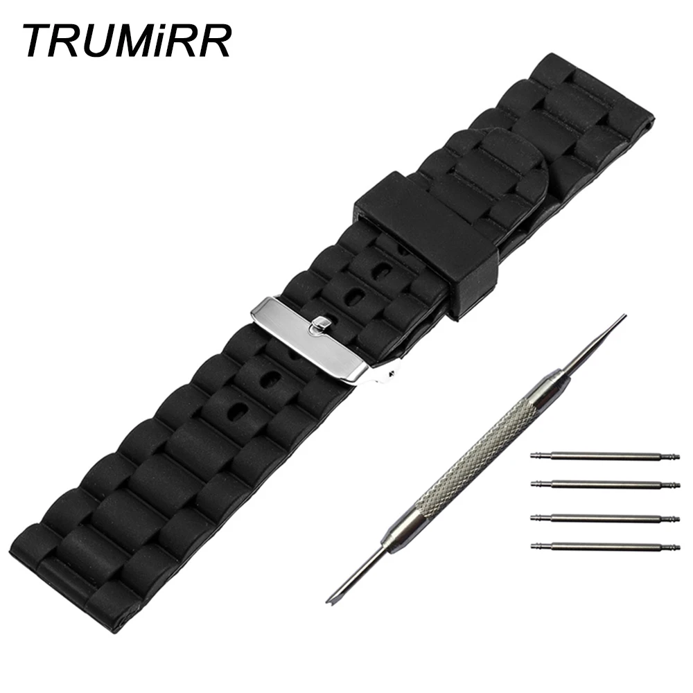 

22mm Silicone Rubber Watch Band Bracelet Strap for ASUS Zenwatch 1 2 LG G Watch W100 / R W110 / Urbane W150 Pebble Time Black