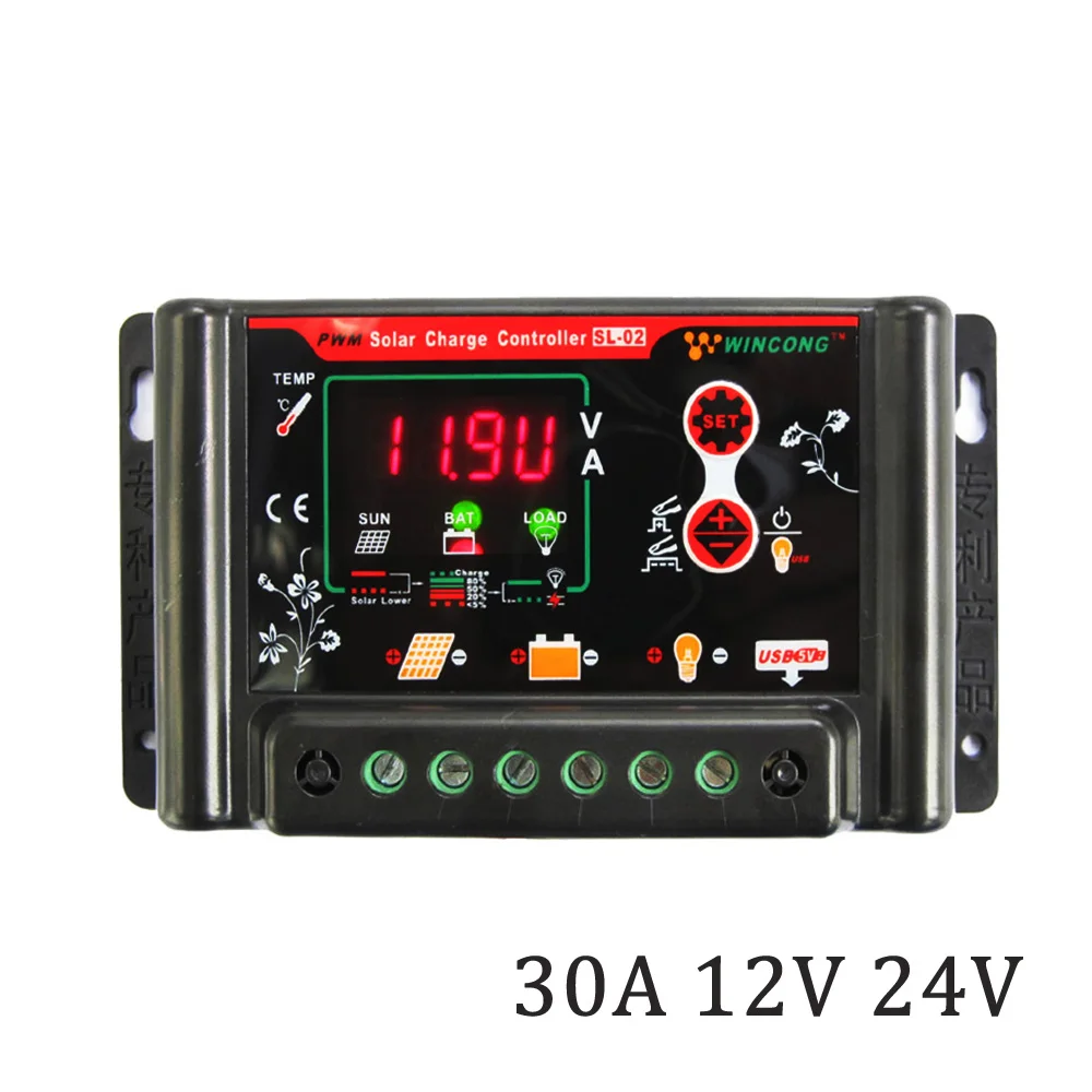 Регулятор солнечного зарядного устройства 30A 12V 24V 3 7 V 12 8 25 6 11 1 14 LI ion Ni MH LiFePO4
