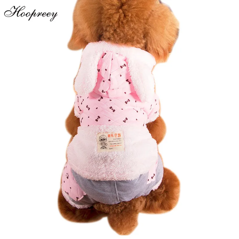 

New Winter Dog Clothes Overalls for Small Dogs Thicken Warm Cute Rabbit Ears Dog Jumpsuit Soft Fleece Inside Outfit Pet Clothing
