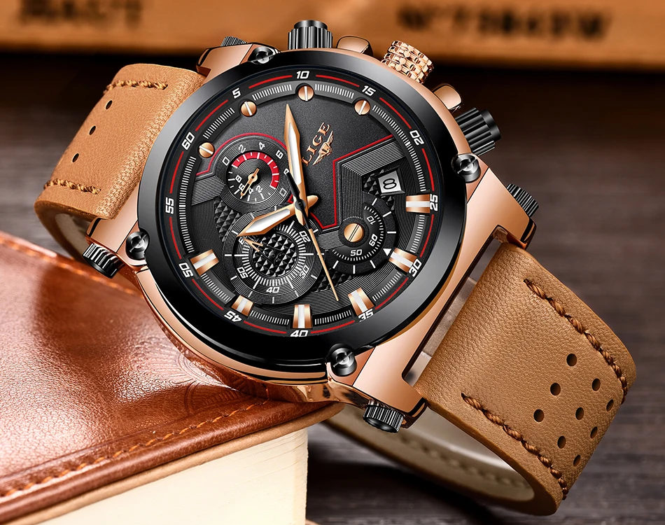 LIGE часы люксовый бренд Мужские Аналоговые кожаные спортивные часы мужские армейские военные часы Мужские кварцевые часы Relogio Masculino